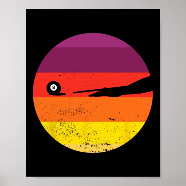 Retro Billiards Silhouette Bassäng Bord Snooker Py Poster (Framsidan)