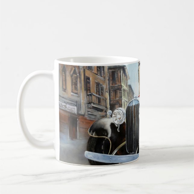 Retro-bilsmålning, gammal stad kaffemugg (Vänster)