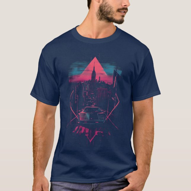 Retro bilstad Vaporwave Synthwave 80-tal 90-tal vä T Shirt (Framsida)