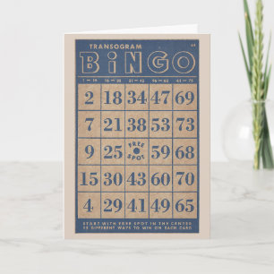 Retro Bingokortblått och solbränna Kort