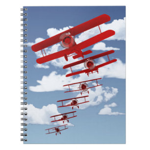 Retro Biplane Anteckningsbok Med Spiral