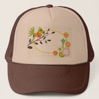 Retro Bird and Flowers Keps