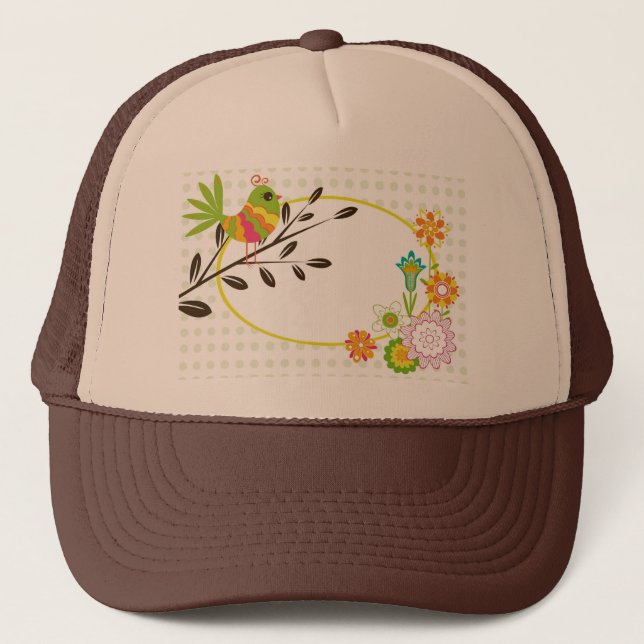 Retro Bird and Flowers Keps (Framsida)