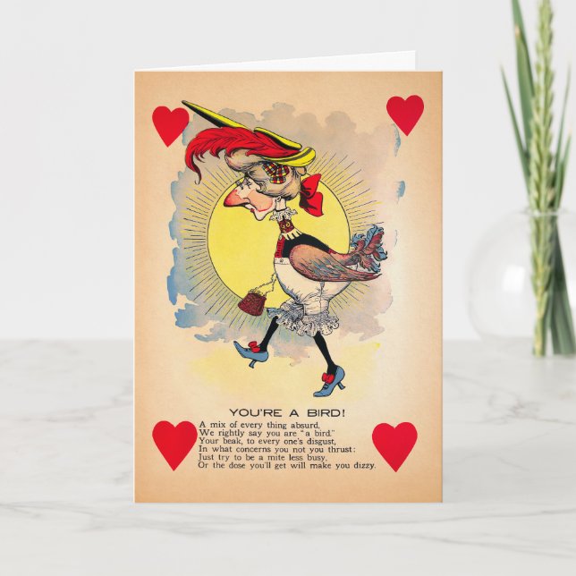 Retro Bird Vinegar Valentine Day Card Helgkort (Framsida)