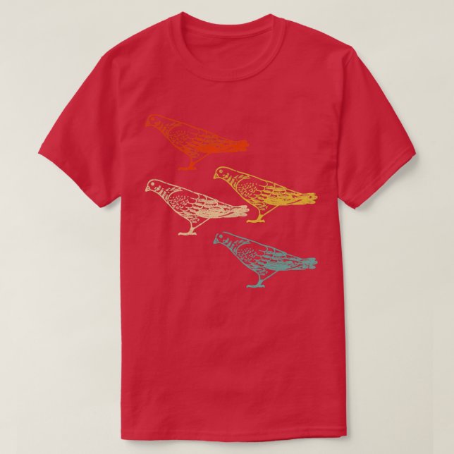 Retro Birds Pigeon T Shirt (Design framsida)