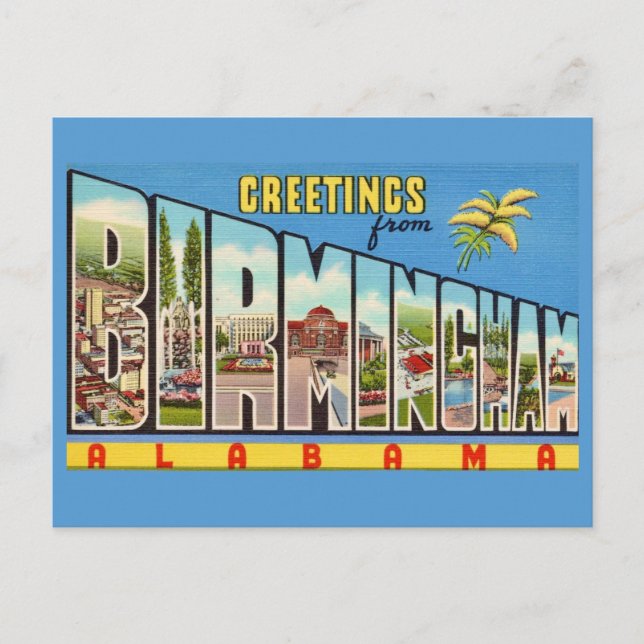 Retro Birmingham AL Greeting Vykort (Framsida)