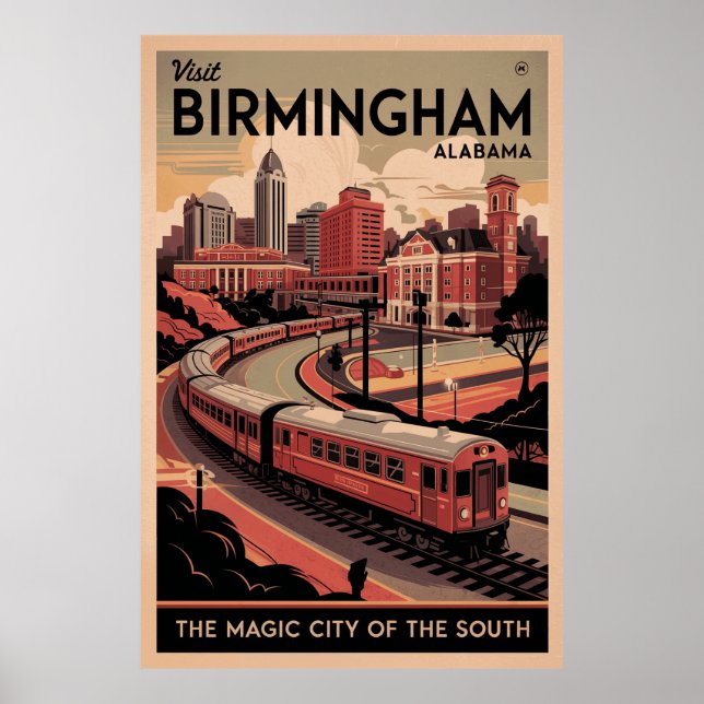 Retro Birmingham, Alabama Travel Poster (Framsidan)