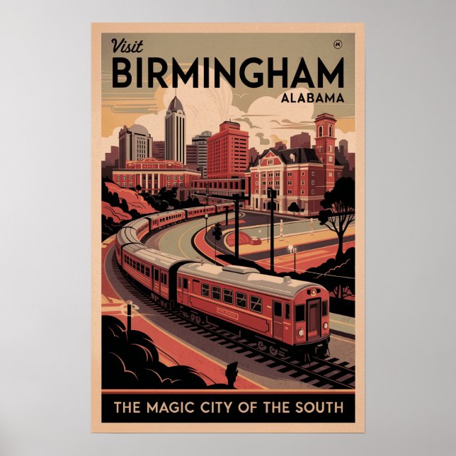Retro Birmingham, Alabama Travel Poster (Framsidan)