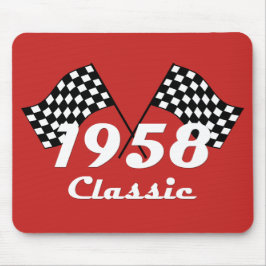 Retro Birthday 1958 Classic Checked Tävling Flagga Musmatta