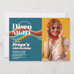 Retro Birthday 60s 70s 80s Disco Vintage Photo Inbjudningar