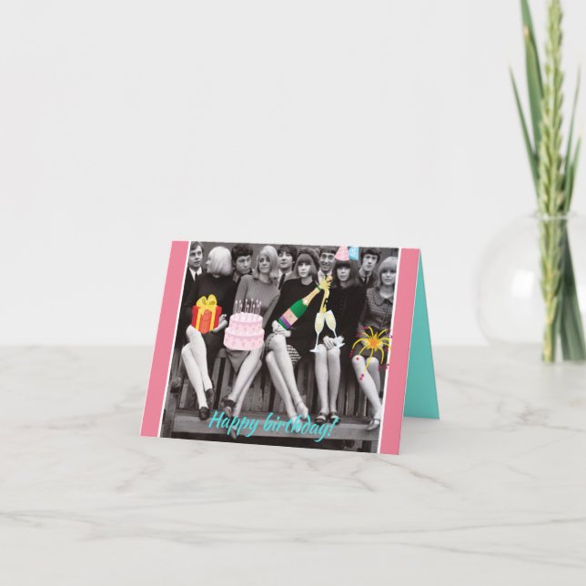 Retro Birthday-anteckningskort Kort (Framsida)