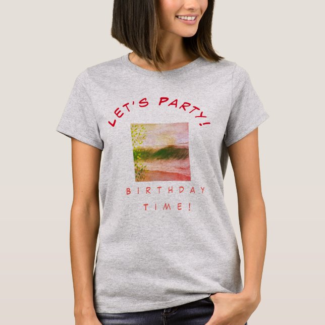 Retro Birthday Beach Picnic Party T Shirt (Framsida)
