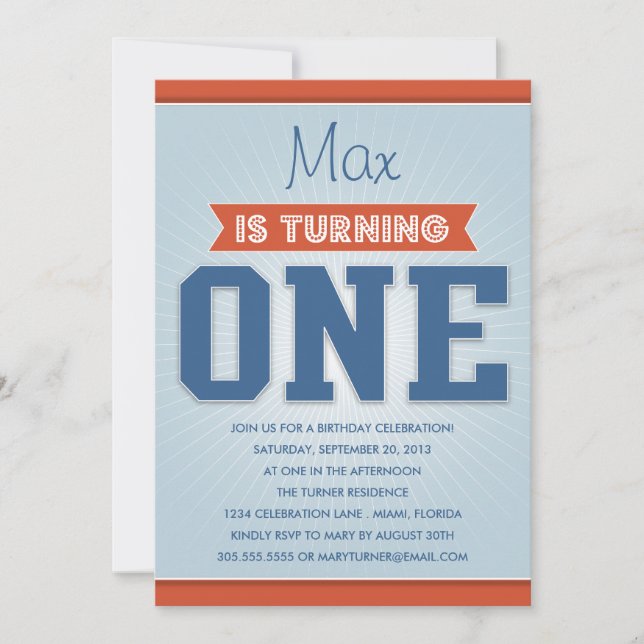 RETRO BIRTHDAY | FÖRSTA BIRTHDAY-INBJUDAN INBJUDNINGAR (Framsida)