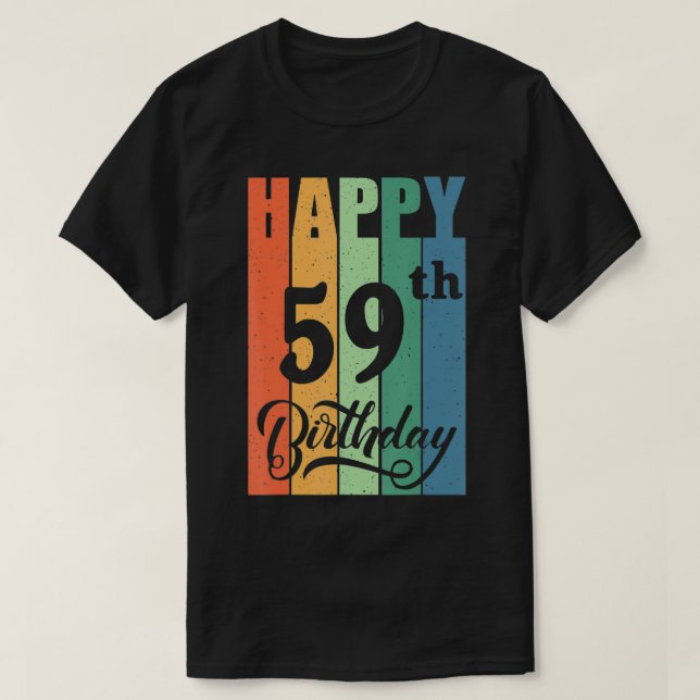 Retro Birthday Gift i 59 år gammal Lycklig 59 år T Shirt (Design framsida)