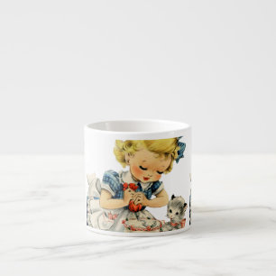 Retro Birthday Girl Cake Cat Children Artwork Espressomugg