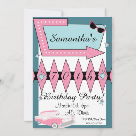 Retro Birthday i 1950-talet Inbjudningar