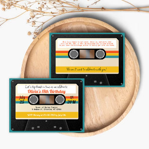 Retro Birthday-inbjudan till kassett MixTape Music Inbjudningar
