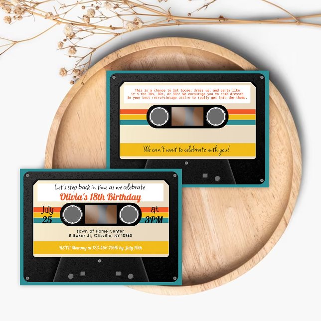 Retro Birthday-inbjudan till kassett MixTape Music Inbjudningar (Skapare uppladdad)