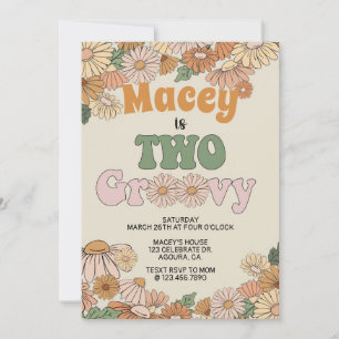 Retro Birthday-inbjudan, TVÅ, två Groovy Inbjudningar