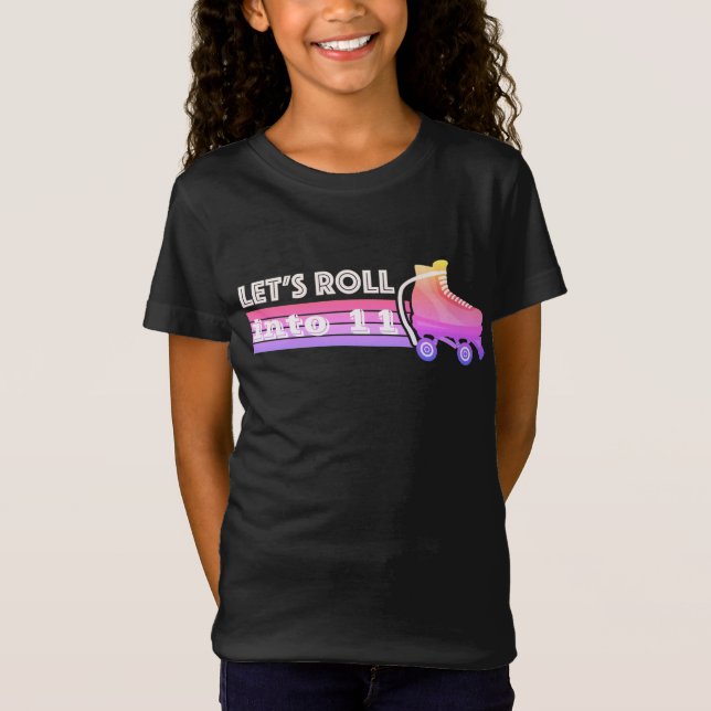 Retro Birthday Låt oss Roll Roller Skating Party T Shirt (Framsida)