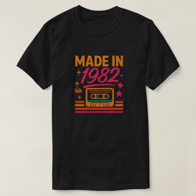 Retro Birthday Made in 1982 Shirt T Shirt (Design framsida)