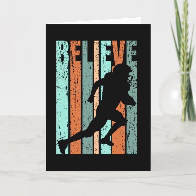 Retro Birthday Manar American Football Orange Grön Kort (Framsida)