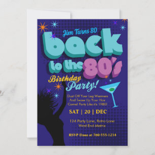 Retro Birthday tillbaka till 80-årsjubileum Inbjudningar