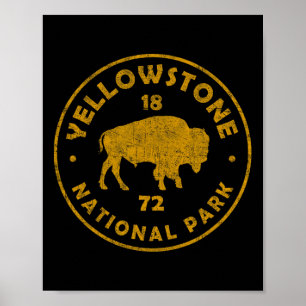 Retro Bison Yellowstone National Park 1872 Vandrin Poster