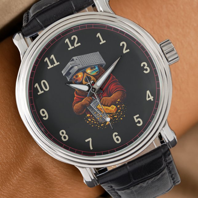 Retro Björn Med Osthyvelshatt och Solglasögon Armbandsur (Skapare uppladdad)