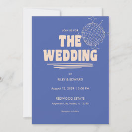 Retro Blå & Beige Djärv Typografi Bröllop Inbjudningar