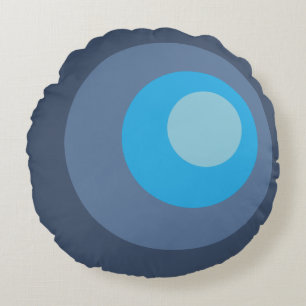 Retro blå cirklar rund kudde