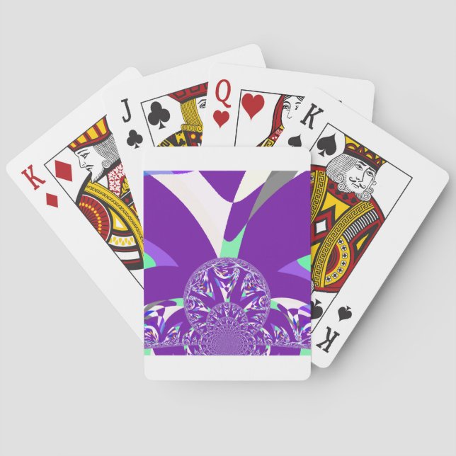 Retro Blå Cyan Kalejdoskop Konsttryck Casinokort (Baksidan)
