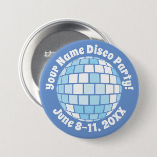 Retro Blå Disco Boll PERSONALISERAD Knapphål Knapp