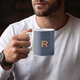 Retro Blå Enfärgad Ovanlig Personlig Kaffemugg