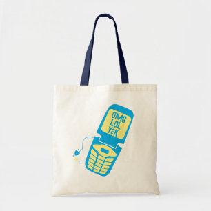 Retro Blå Flip Telefon T-Shirt Tygkasse