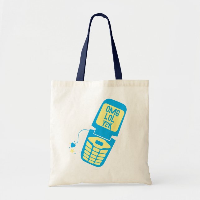 Retro Blå Flip Telefon T-Shirt Tygkasse (Framsidan)