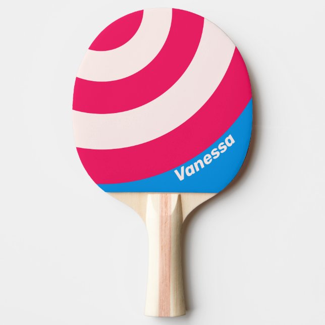 Retro Blå Förintande Cirkelrand med Namn Pingisracket (Framsidan)