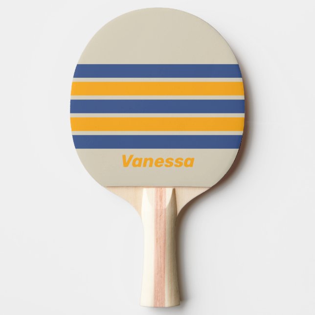 Retro Blå Förintande Solnedgång över Ränder med Na Pingisracket (Framsidan)