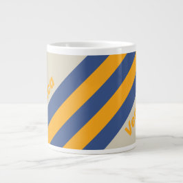 Retro Blå Förintande Solnedgångsrandiga med Namn Jumbo Mugg