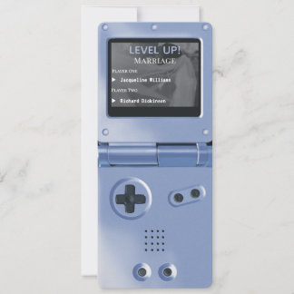 Retro Blå Handhållen Spelbröllopsinbjudan Inbjudningar