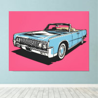 Retro Blå Klassisk Cabriolet Popkonst