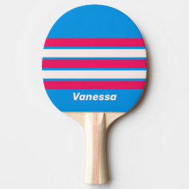Retro Blå Krossad över Ränder med Namn Pingisracket