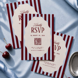 Retro Blå och Burgunderröd Bröllops RSVP-kort Qr-k Tilläggskort