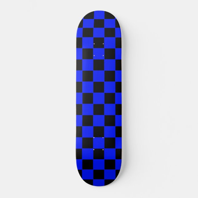 Retro Blå och Svart Rutig Skateboard Bräda 20,5 Cm (Framsida)
