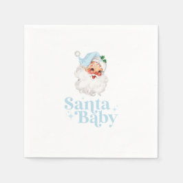 Retro Blå Santa Baby jul baby shower Pappersservett
