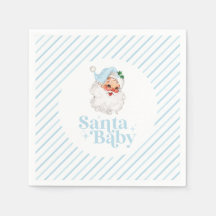 Retro Blå Santa Baby jul baby shower