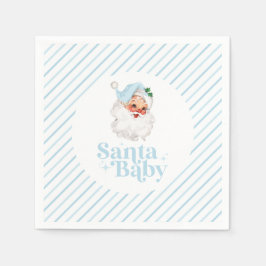 Retro Blå Santa Baby jul baby shower Pappersservett