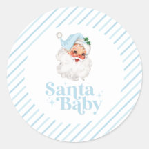 Retro Blå Santa Baby jul baby shower