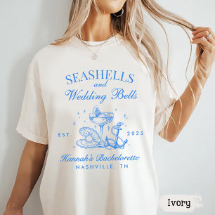 Retro Blå Snäckskal & Bröllopsklockor Möhippa T Shirt