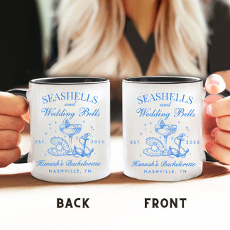 Retro Blå Snigelskal & Bröllopsklockor Sjungande M Kaffemugg